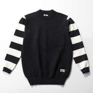 Heavy Cotton Riding Sweater (Black/Stripe)