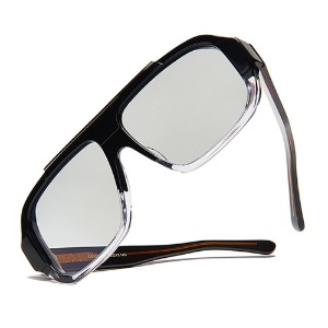 Wind Block Sunglesses TWO Tone High End (Polarized Gray/Black/Clear)