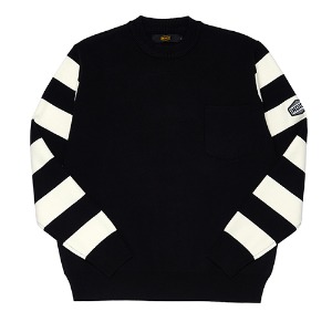 Heavy Cotton Riding Sweater 2.0 (BLACK/Stripe_W_B)